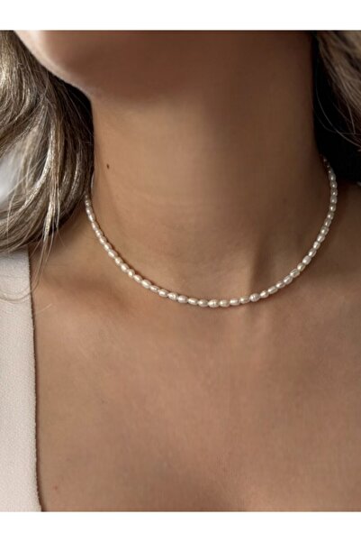 By Saadet Özkanlı 2-3mm AA Sınıfı Minimalist Gerçek İstiridye İnci Kolye – Zarif & Şık Kadın Takı