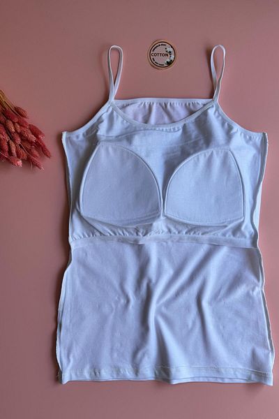 Elosia Bratique Rope Strap |   Women's Tank-Blouse with Cotton 2-Piece Black and White Color Bra