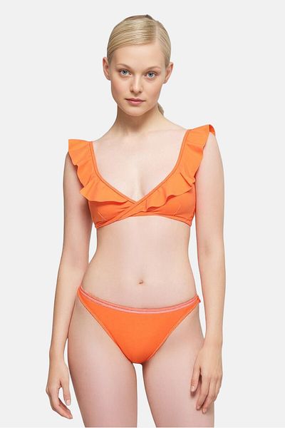 aerie Women Solid Bikini Top, Orange