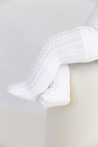 Daymod Baby Azalea White Cotton Patterned Thick Winter Pantyhose