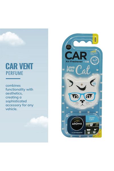 Generic Aroma Love Pets Cat Car Air Freshener – Ocean Calm Scent, Long Lasting, Vent Clip, No Power Needed