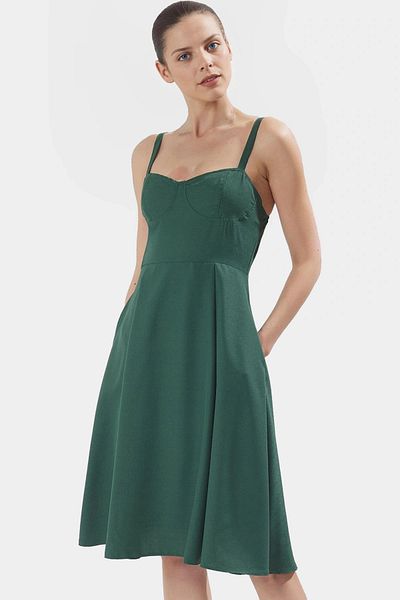 PayBuy Summer Midi Dress Cotton Woven Skater Pattern Casual Style Distinguished Material