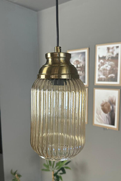 Bamyum Wingmn Bal Rengi Cam Tekli Avize Eskitme Kum Saati Başlık Retro Sarkıt...