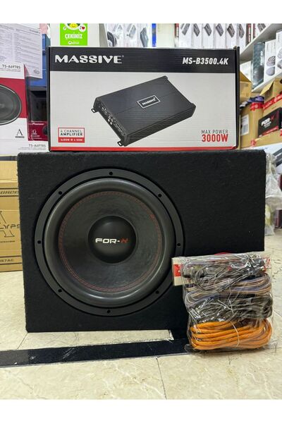 Massive Paket Set 30cm 1000wat 250rms 4kanallı Anfi 3000w Plc Kablo