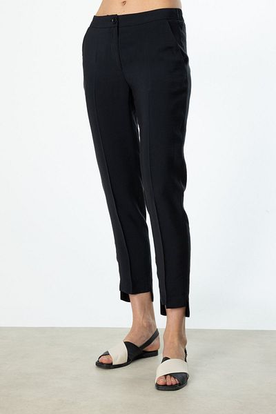 Ekol Women's Elastic Waist Leg Detail Trousers 3332 Black