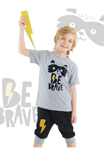 Denokids Boy's Summer Set - Raccoon T-shirt and Capri Shorts