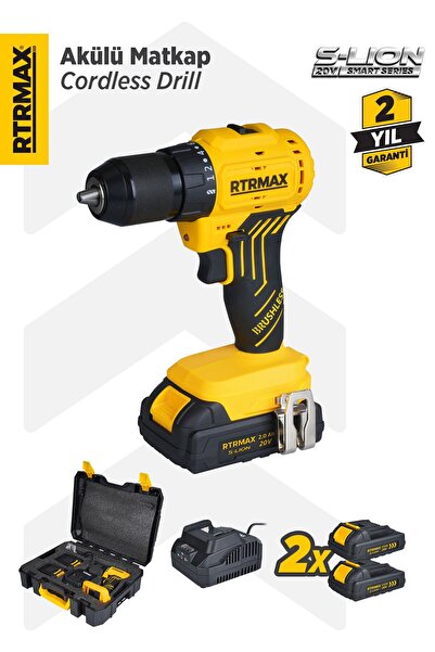 Rtrmax RTS5010 Şarjlı Matkap Kömürsüz 54 Nm 2x2 Ah 20V Çift Akü S-Lion - Akü Dahil