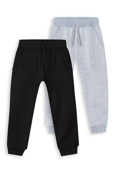 Denokids Unisex-Set mit 2 Jogginghosen in Schwarz-Grau-Melange