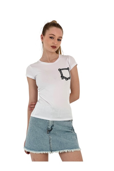 Miss Poem Γυναικείο καλοκαιρινό κοντομάνικο λευκό μπλουζάκι με τύπωμα