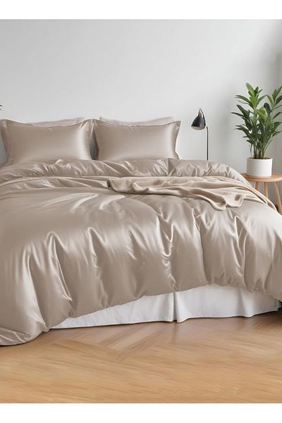 LUNA HOME King Size 6 Pieces Premium Bamboo Satin Silky Duvet Cover Set, Teal Color 220x240cm.
