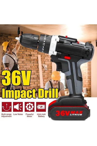 Saharaz 36v Electric Impact Drill,with 2-variable Speed,built-in Led Light,1200w,6500 Mah,for Home Diy