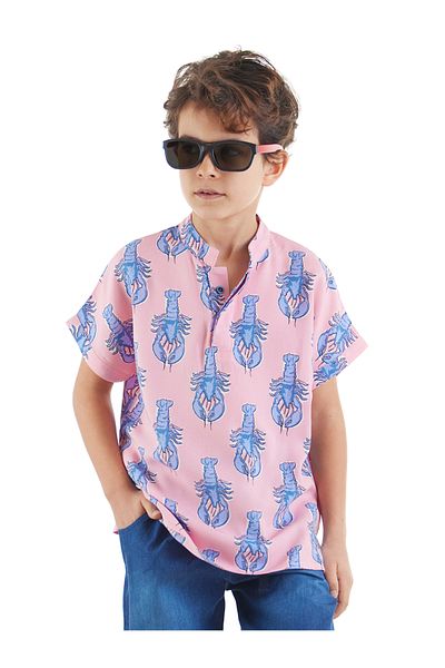 MSHB&G Lobster Jungen Kurzarm-Sommerhemd in Rosa