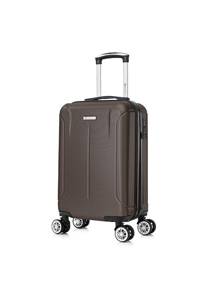 Quasar & Co. Smart Cabin Trolley, 55x37x20cm, Hand Luggage Trolley, Cabin Suitcase, 4 Double Wheels, ABS, Dark Coffee