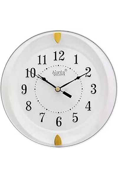 ajanta Step Movement Analog Wall Clock – Compact Round – White Dial – Classic Quartz – Home