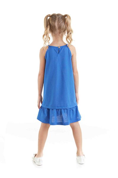 Denokids Καλοκαιρινό φόρεμα για κορίτσι με μπλε λουράκι - μοτίβο κουνελιού