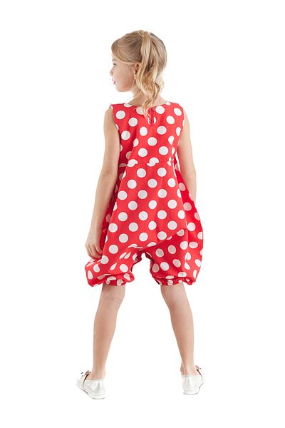 Denokids Red and White Polka Dot Girl's Balloon Jumpsuit