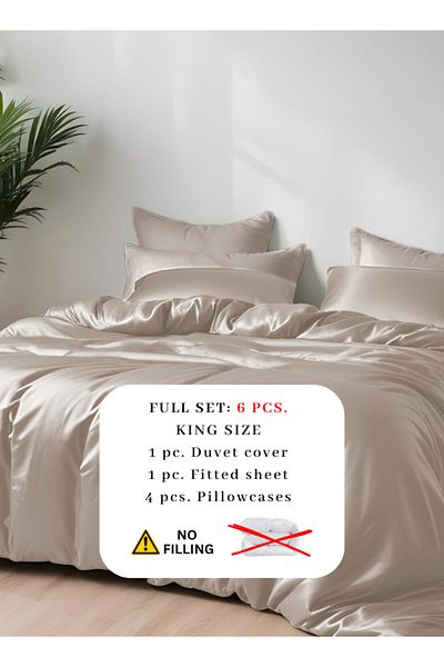 LUNA HOME King Size 6 Pieces Premium Bamboo Satin Silky Duvet Cover Set, Teal Color 220x240cm.