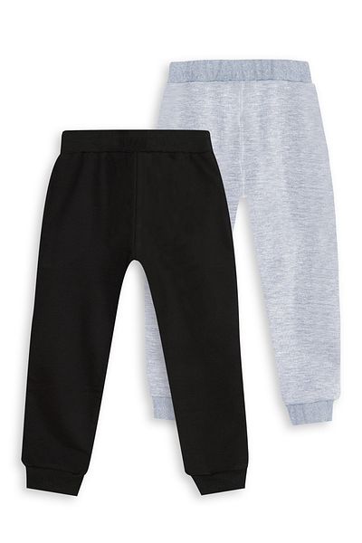 Denokids Unisex-Set mit 2 Jogginghosen in Schwarz-Grau-Melange
