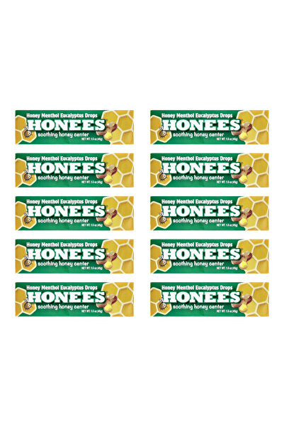 Honees Honey Menthol Eucalyptus Candy Bars – 10 x 45g Soothing Drops for Coug...
