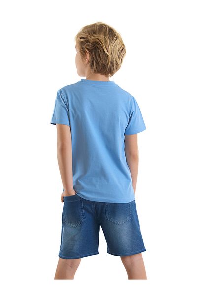 MSHB&G Set tricou și pantaloni scurți din bluz pentru băiat, albastru bleumarin
