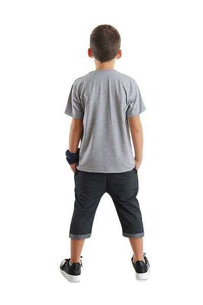 MSHB&G Black Cool Animals Boy's T-shirt and Capri Shorts Set