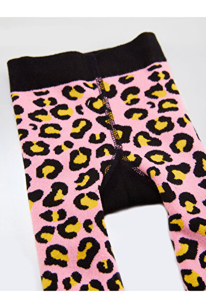 Denokids Leopar Kız Bebek Pembe Tayt-pantolon