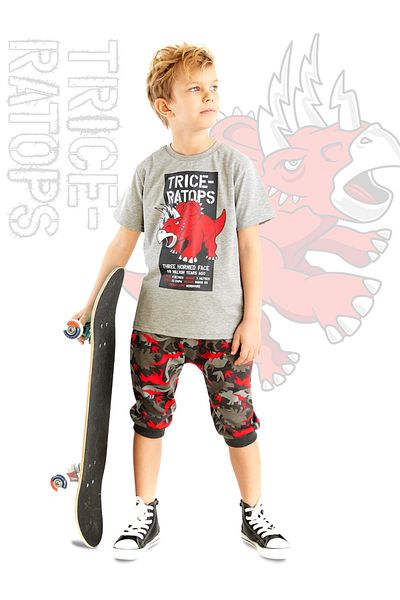 MSHB&G Triceratops Boy T-shirt Capri Shorts Set
