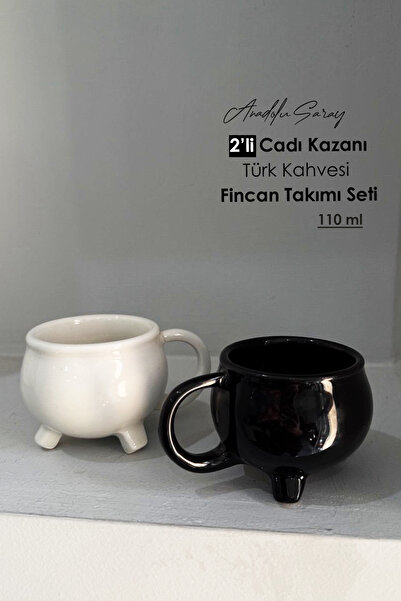 Anadolu Saray 2li Cadı Kazan Şekilli Türk Kahvesi Fincan Takımı  Seti Fincan Takımı Kahve Fincan Takımı