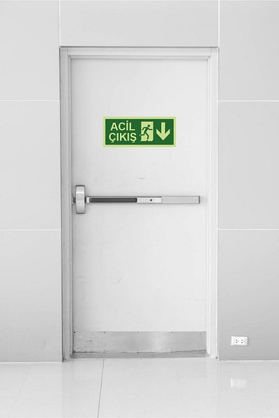 Yönline Phosphorescent Photoluminescent Foiled Downward Directional Exit Directional Sign 29X12 cm