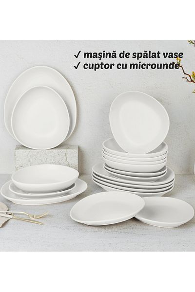 Berlinger Cream Dinner Set Dining Set Of 18 Plates Farfurii Sahara Collection Dishwasher Microwave Safe
