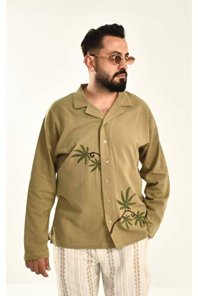 DAVID&GERENZO Μακρυμάνικο πουκάμισο με λεπτομέρεια από φύλλα