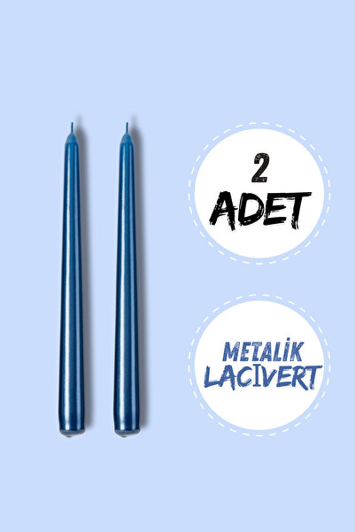 Candlestick Candle, Party, Henna, New Year, Birthday - "METALLIC NAVY" 2 Pcs