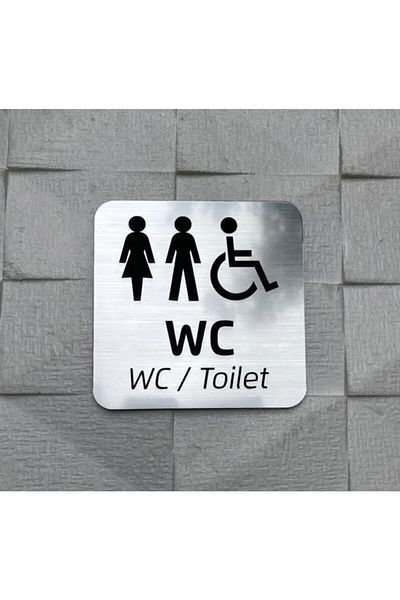 Yönline علامة توجيه المرحاض من سلسلة ميتاليك الفضية
