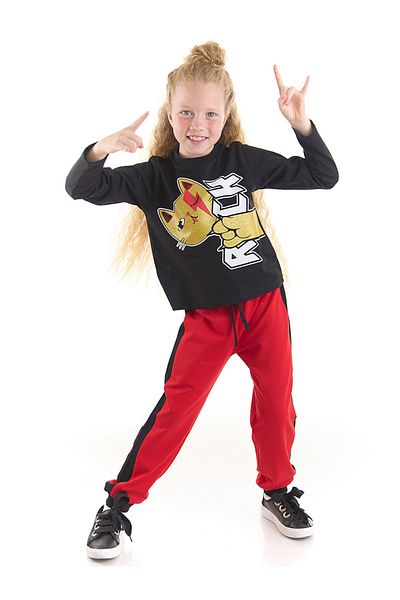 MSHB&G Rock Cat Girls' Trousers T-shirt Set