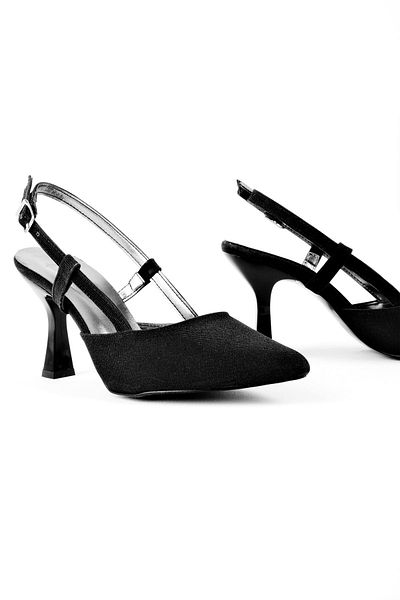 Lal Shoes & Bags Larwen Black Glitter Women's Heeled Shoes - Open Back