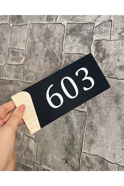 Yönline Maple Series Black Matte Self-Adhesive Hotel Door Number -603