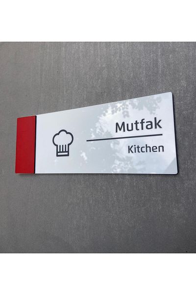 Yönline Kitchen Orientation Sheet Self Adhesive Tape Door Nameplates 24X9 cm Pearl Red Series