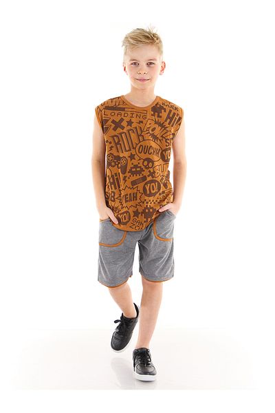 MSHB&G Comics Boy Mustard T-shirt Shorts Set