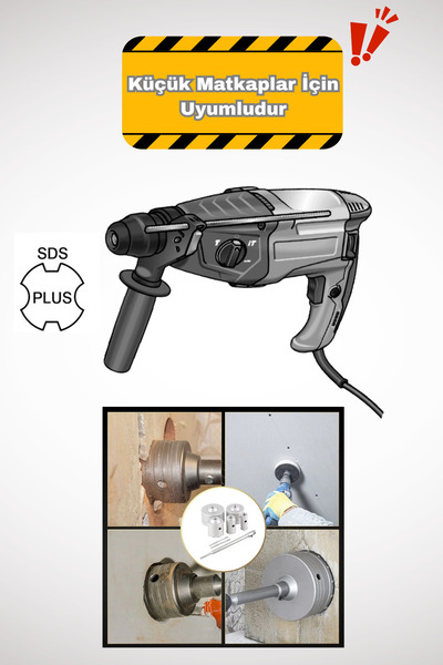 Genel Markalar 65mm Beton Duvar Delme Panç + Sds-Plus (350mm) Uzun Adaptörlü