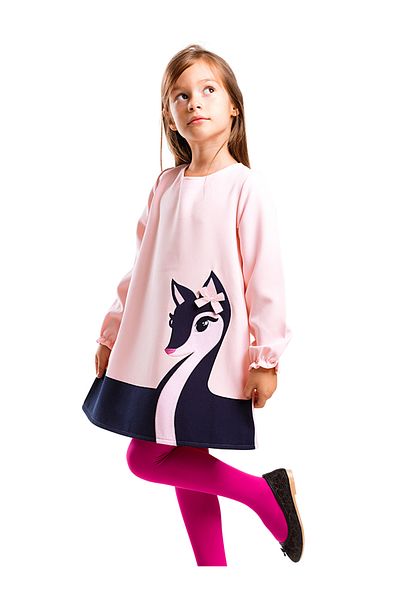 Denokids Ροζ υφαντό κοριτσίστικο φόρεμα - Κομψή γαζέλα