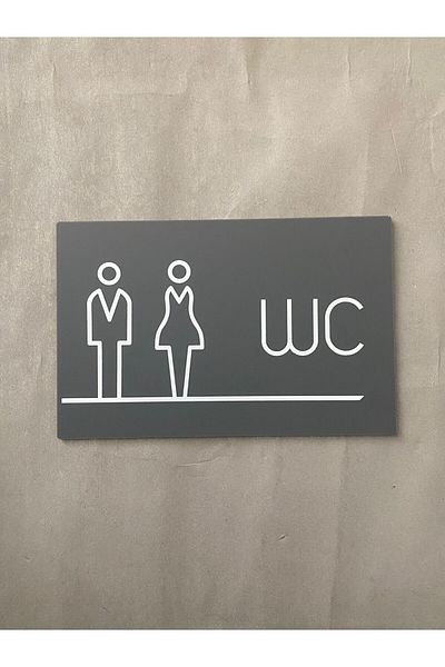 Yönline Wc Door Sign 20X13 cm Plexiglass Double Sided Tape Toilet Direction Sign Matte Anthracite Lux