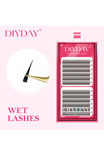 Choice1 8-15 مزيج 0.07 مم D تمديد الرموش الرطبة DIYDAY 5D تمديد الرموش الجنية الجاهزة رموش رطبة Flora Mink