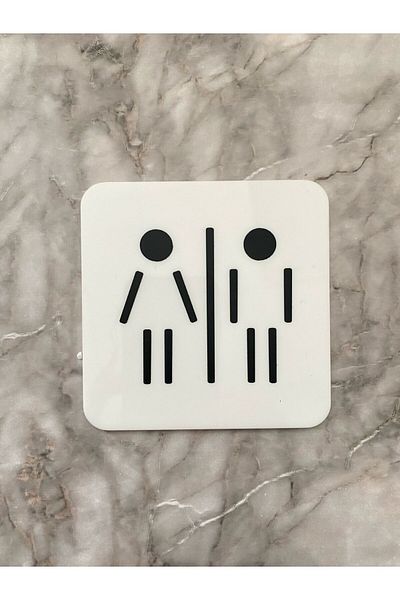 Yönline Glossy White Minimal Wc Directional Board