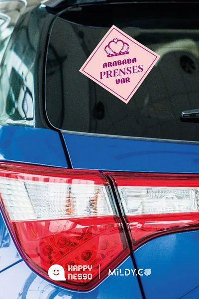 Happynesso Autocolant de avertizare pentru geamul mașinii - „ÎN MAȘINA ESTE PRINCESS” - Autocolant imprimat folie 10x10 cm