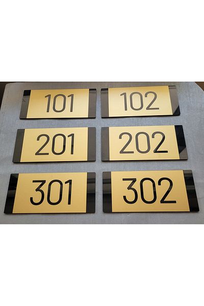 Yönline 6 Pieces Avangarde Gold Series Hotel Door Numbers with Self-Adhesive Practical Tape