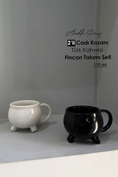 Anadolu Saray 2li Cadı Kazan Şekilli Türk Kahvesi Fincan Takımı  Seti Fincan Takımı Kahve Fincan Takımı
