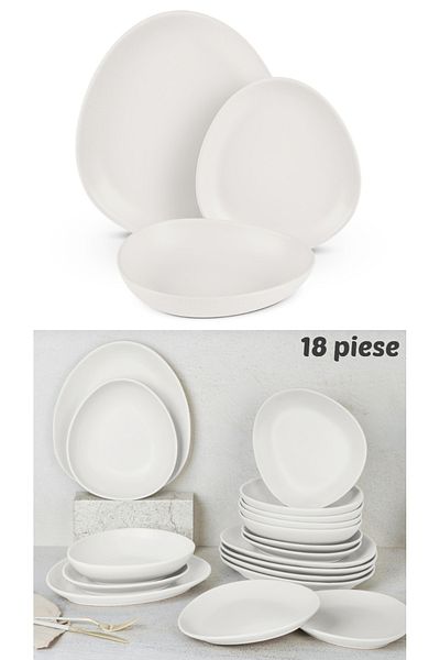 Berlinger Cream Dinner Set Dining Set Of 18 Plates Farfurii Sahara Collection Dishwasher Microwave Safe
