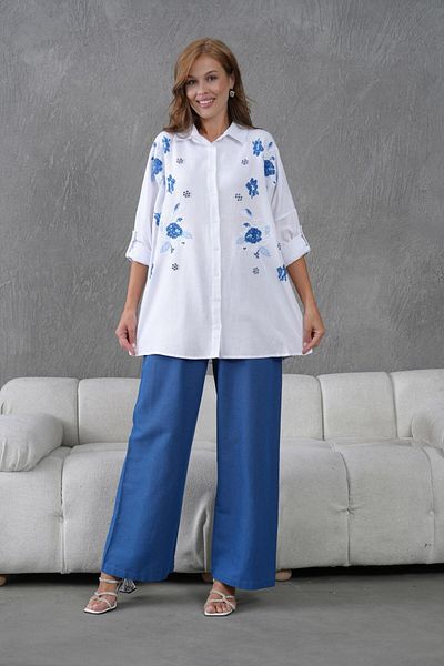 BURRASCA Oversize Linen Set with Embroidered Stones