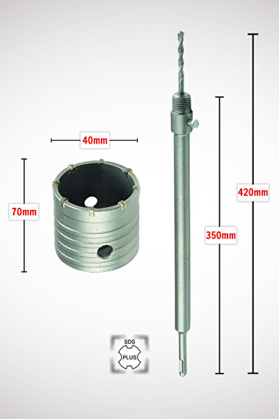 GFB 40mm Beton Duvar Delme Panç + Sds-Plus (350mm) Uzun Adaptörlü