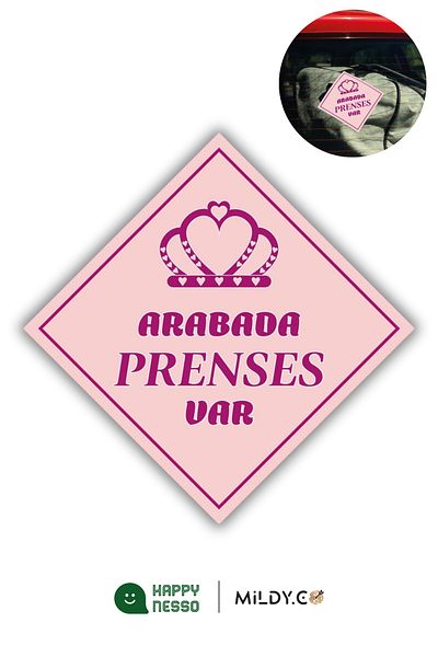Happynesso Autocolant de avertizare pentru geamul mașinii - „ÎN MAȘINA ESTE PRINCESS” - Autocolant imprimat folie 10x10 cm